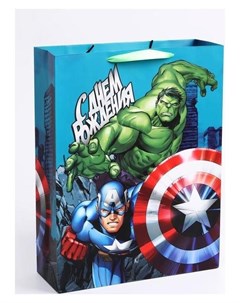 Пакет ламинированный вертикальный С днем рождения супергерой мстители 31 х 40 х 11 см Marvel comics
