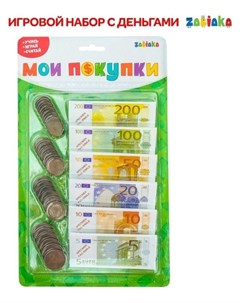 Игровой набор Мои покупки монеты бумажные деньги евро Zabiaka