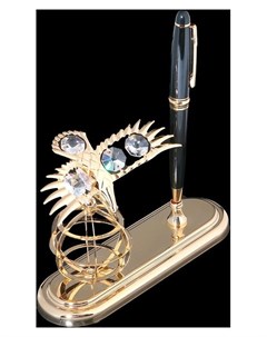 Ручка на подставке Орёл с кристаллами Сваровски Цвет черный золотой Swarovski elements