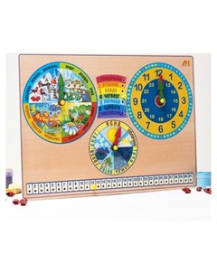 Развивающая доска Календарь природы часы Деревянные игрушки (динни)