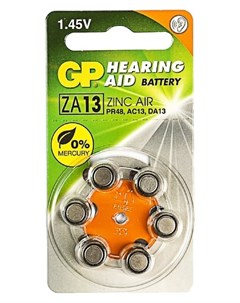 Батарейка цинковая GP Za13 Pr48 6bl для слуховых аппаратов 1 45в блистер 6 шт Gр