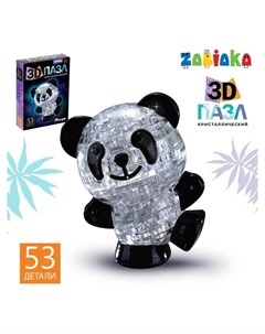 Пазл 3D кристаллический со световыми эффектами Панда 53 детали Zabiaka