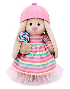 Мягкая игрушка в полосатом платье с леденцом 25 см Зайка ми