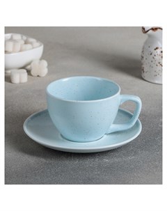 Чайная пара Амелия чашка 200 мл блюдце 14 2 см цвет голубой Доляна