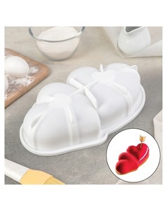 Форма для муссовых десертов и выпечки Влюблённые сердца 27 17 см цвет белый Доляна