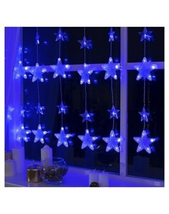 Гирлянда Бахрома 2 4 х 0 9 м с насадками звёздочки Ip20 прозрачная нить 186 Led свечение синее 8 реж Luazon home