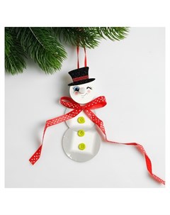 Набор для создания новогодней подвески со светом Снеговик с бантиком Школа талантов