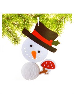 Набор для создания подвесной ёлочной игрушки из фетра и бумаги гофре Снеговик в шляпе Школа талантов