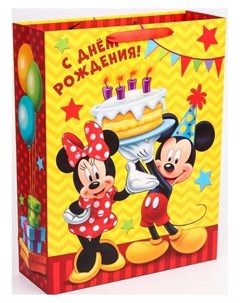 Пакет ламинат вертикальный С днем рождения микки маус 31х40х11 см Disney