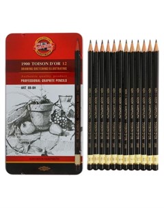 Набор карандашей чернографитных разной твердости 12 штук Toison D or 1902 ART 8b 8h металлический пе Koh-i-noor