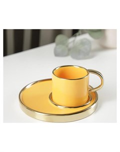 Кофейная пара Акварель чашка 90 мл блюдце 13 1 см цвет жёлтый Nnb