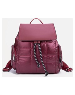 Рюкзак стёганый отдел на шнурке 3 наружных кармана цвет бордовый Nnb