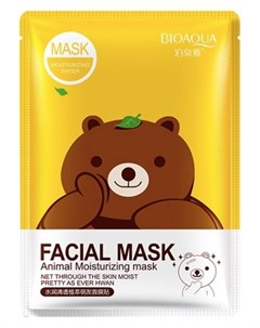 Тканевая очищающая маска для лица с экстрактом зелёного чая Медведь FASIAL ANIMAL MASK Bioaqua