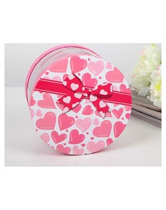 Коробка подарочная со светодиодом 15 х 15 х 12 см розовая с сердечками Nnb