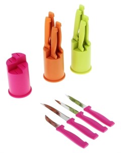 Набор кухонных ножей 4 предмета на подставке разноцветный Nnb