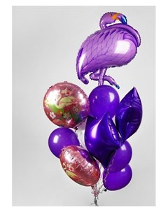 Букет из шаров Фламинго фольга латекс набор 16 шт цвет фиолетовый Nnb