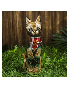 Интерьерный сувенир Кошка с красным галстуком 30 см Nnb