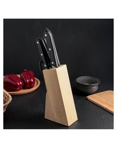 Набор кухонный 6 предметов ножи 5 шт 20 19 13 11 8 см ножницы на подставке Nnb