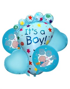 Букет из шаров Рождение мальчика пяточка фольга набор из 5 шт Nnb