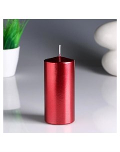 Свеча цилиндр парафиновая лакированная Красный металлик 5 6 12 см Nnb