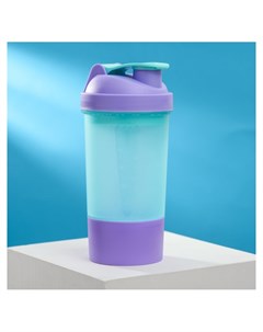 Шейкер спортивный с чашей под протеин цвет фиолетовый 500 мл Nnb