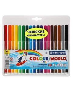 Фломастеры смываемые Colour World 18 цветов Centropen