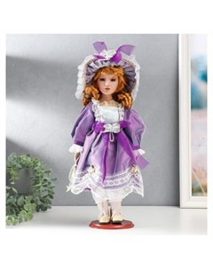 Кукла коллекционная керамика Малышка лида в фиолетовом платьице 40 см Nnb