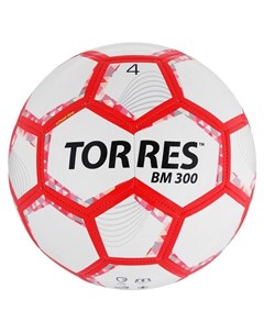 Мяч футбольный BM 300 размер 4 28 панелей глянцевый Tpu 2 подкладочных слоя машинная сшивка цвет бел Torres