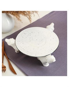 Подставка для торта Мишки 4 предмета прованс белая Керамика ручной работы