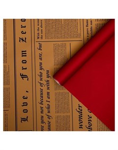 Плёнка матовая двухсторонняя Газета на крафте красный 0 58 х 10 м Nnb