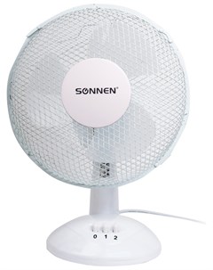 Вентилятор настольный TF 25W 23 d 23 см 25 Вт на подставке 2 скоростных режима белый серый Sonnen