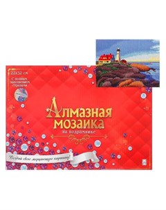Алмазная мозаика 22х32 см C подрамником с полным заполнением Маяк на берегу Рыжий кот (red cat toys)