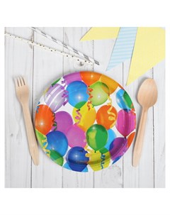 Тарелка бумажная Воздушные шарики набор 6 шт 18 см Страна карнавалия