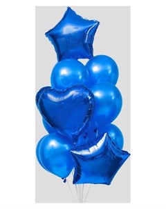 Букет из шаров Сердца и звёзды латекс фольга набор 14 шт цвет синий Nnb