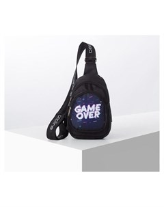 Сумка рюкзак на одной лямке отдел на молнии наружный карман регулируемый ремень Game over цвет чёрны Capline