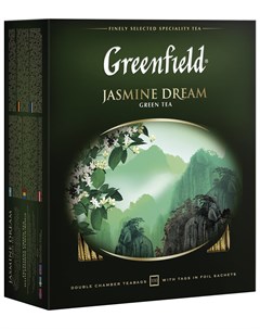 Чай Гринфилд Jasmine Dream жасминовый сон зеленый с жасмином 100 пакетиков в конвертах по 2 г 0586 0 Greenfield
