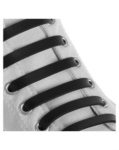 Набор шнурков для обуви 6 шт силиконовые плоские 13 мм 9 см цвет чёрный Onlitop