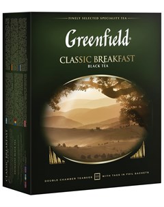 Чай Гринфилд Classic Breakfast черный 100 пакетиков в конвертах по 2 г 0582 Greenfield