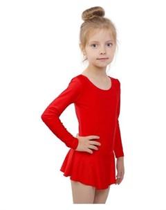 Купальник гимнастический с юбкой с длинным рукавом размер 34 цвет красный Grace dance