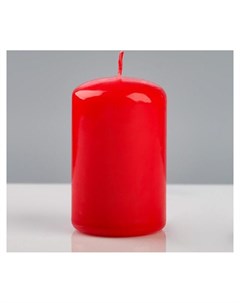 Свеча цилиндр лакированная 5 8 см красная Poland trend decor candle