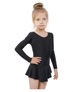Купальник гимнастический с юбкой с длинным рукавом размер 28 цвет чёрный Grace dance