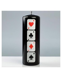 Свеча цилиндр Покер 7 20 см чёрная Poland trend decor candle