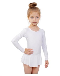 Купальник гимнастический с юбкой с длинным рукавом размер 36 цвет белый Grace dance