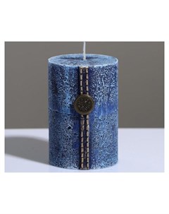 Свеча цилиндр Кантри джинс 7 10 см голубая Poland trend decor candle