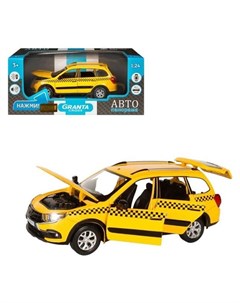 Машина метал Lada такси 1 24 инерция цвет жёлтый открываются двери капот и багажник световые и звуко Джамбо тойз