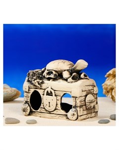 Декорация для аквариума Сундук с черепахой 9 х 15 х 11 см микс Керамика ручной работы
