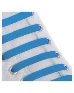 Набор шнурков для обуви 6 шт силиконовые плоские 13 мм 9 см цвет голубой неоновый Onlitop