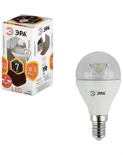 Лампа светодиодная ЭРА 7 60 Вт цоколь E14 прозрачный шар теплый белый свет 30000 ч Эра энергия света
