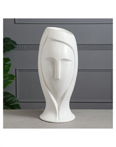 Ваза напольная Лицо белая матовая керамика 42 см Керамика ручной работы