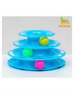 Игровой комплекс для кошек с 3 шариками 24 5 х 24 5 х 13 см голубой Пижон